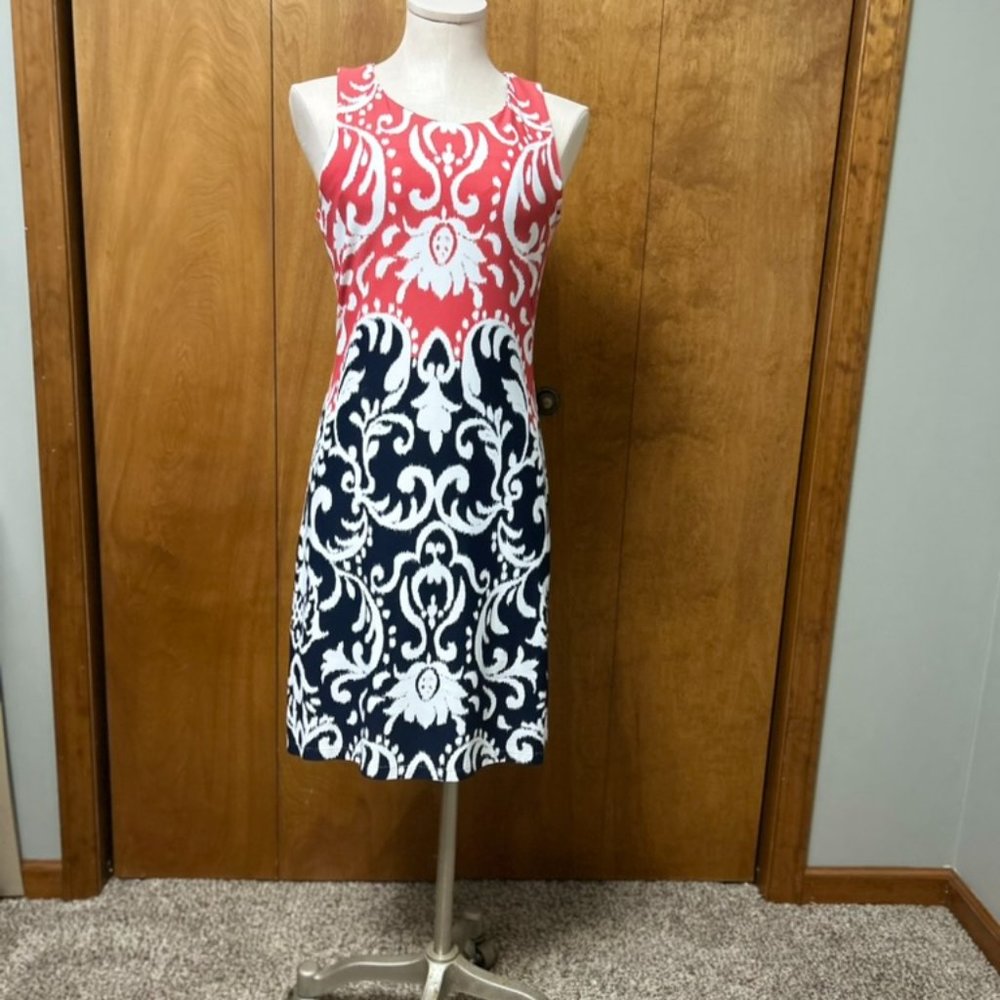 Sleeveless Casual Dress in Red, White, and Blue Great for Travel